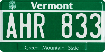 VT license plate AHR833