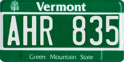 VT license plate AHR835