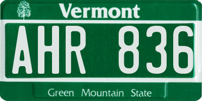 VT license plate AHR836