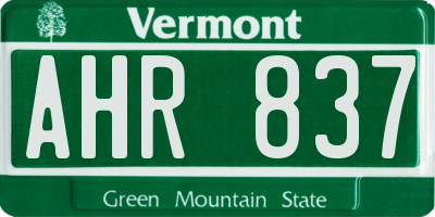 VT license plate AHR837