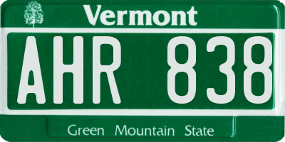 VT license plate AHR838