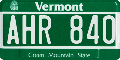 VT license plate AHR840