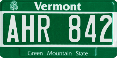 VT license plate AHR842