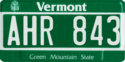 VT license plate AHR843
