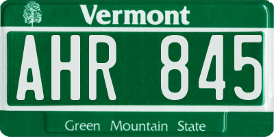 VT license plate AHR845