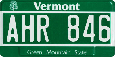 VT license plate AHR846