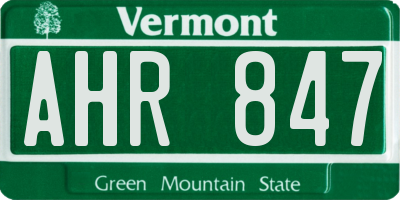 VT license plate AHR847