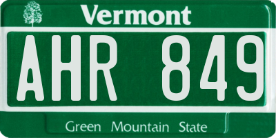 VT license plate AHR849