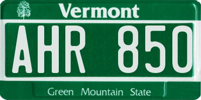 VT license plate AHR850