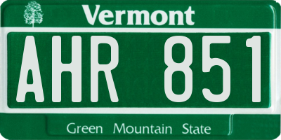 VT license plate AHR851
