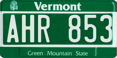 VT license plate AHR853