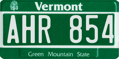 VT license plate AHR854