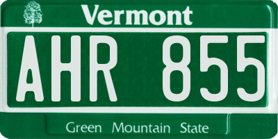 VT license plate AHR855