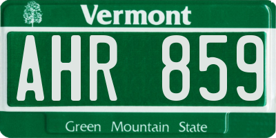 VT license plate AHR859