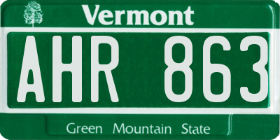 VT license plate AHR863