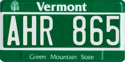 VT license plate AHR865