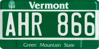 VT license plate AHR866