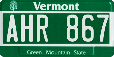 VT license plate AHR867