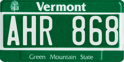 VT license plate AHR868
