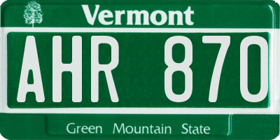 VT license plate AHR870