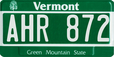 VT license plate AHR872