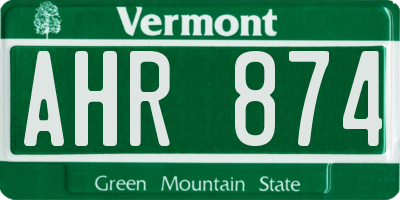 VT license plate AHR874