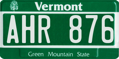 VT license plate AHR876