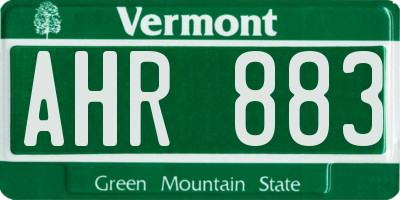 VT license plate AHR883
