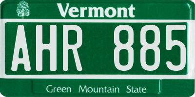 VT license plate AHR885