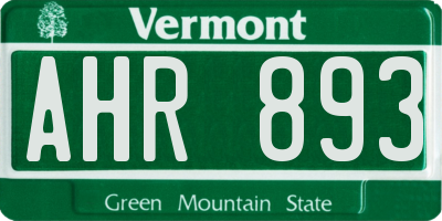 VT license plate AHR893