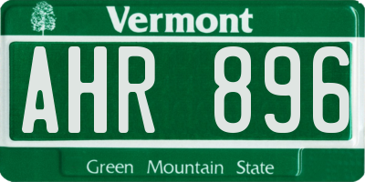 VT license plate AHR896