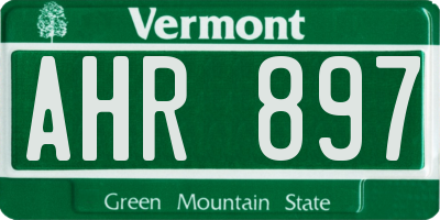 VT license plate AHR897
