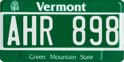 VT license plate AHR898
