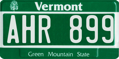 VT license plate AHR899