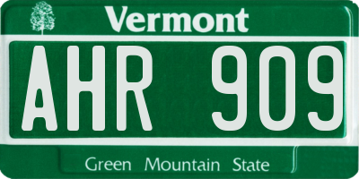 VT license plate AHR909