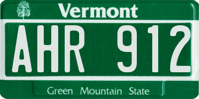 VT license plate AHR912
