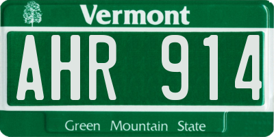 VT license plate AHR914