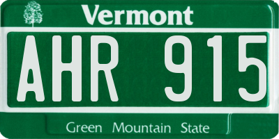 VT license plate AHR915