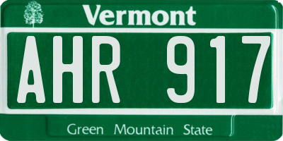 VT license plate AHR917