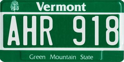 VT license plate AHR918