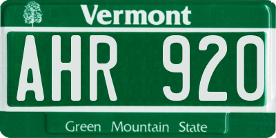 VT license plate AHR920