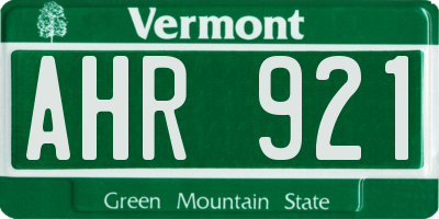 VT license plate AHR921