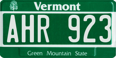 VT license plate AHR923