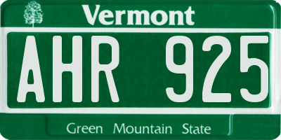 VT license plate AHR925