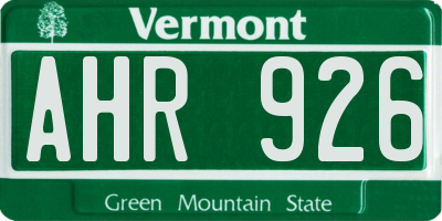 VT license plate AHR926