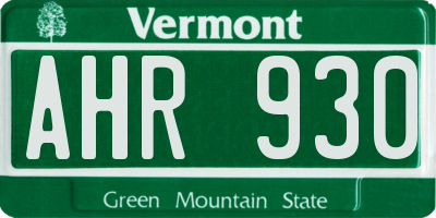 VT license plate AHR930