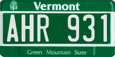 VT license plate AHR931