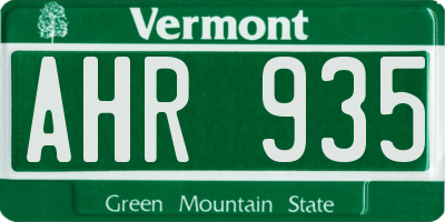 VT license plate AHR935