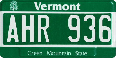 VT license plate AHR936