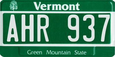 VT license plate AHR937
